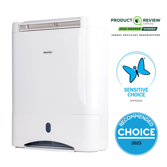 Ionmax ION632 10L/day desiccant dehumidifier - Sensitive Choice approved & Choice recommended & ProductReview Award Winner 2024