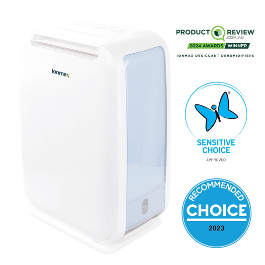 Ionmax ION610 6L/day desiccant dehumidifier - Sensitive Choice approved & Choice recommended & ProductReview Award Winner 2024