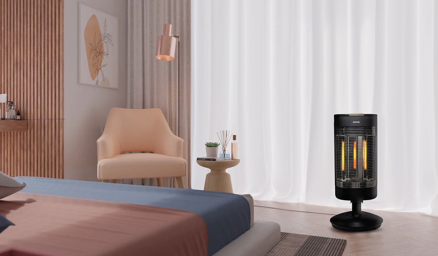 Ionmax Ray Far Infrared Heater in the bedroom
