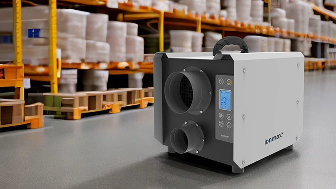 Ionmax+ ED18 Industrial Desiccant Dehumidifier in a warehouse