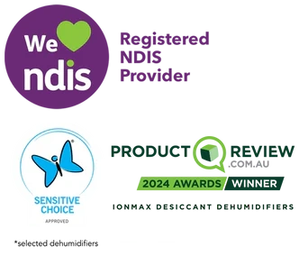 Ionmax - Registered NDIS Provider, Sensitive Choice approved dehumidifiers, 2024 ProductReview Awards winner desiccant dehumidifiers