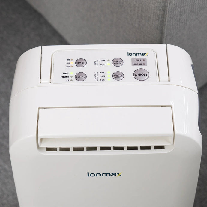 Ionmax ION610 6L desiccant dehumidifier control panel closeup