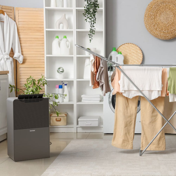 Drying laundry indoors with the Ionmax Rhine Pro ION651 Compressor Dehumidifier Air Purifier 