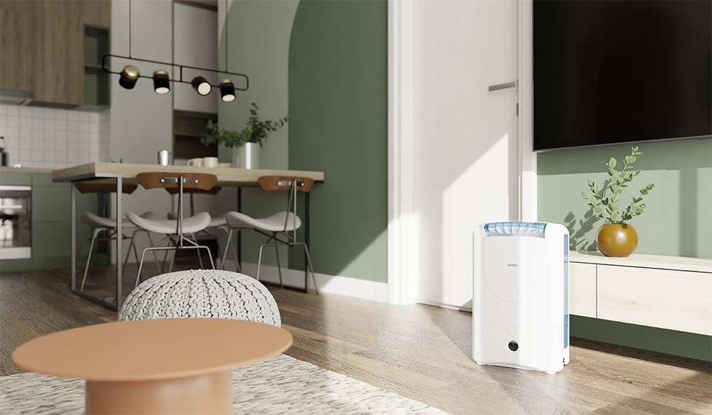 Ionmax ION612 7L Desiccant Dehumidifier in a home or apartment