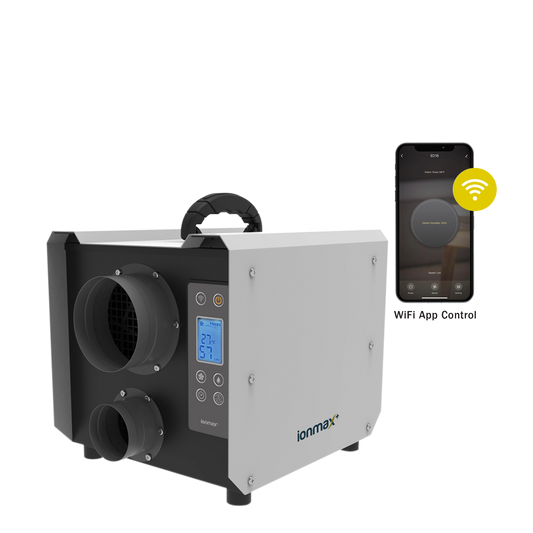 Ionmax+ ED18 industrial desiccant dehumidifier air purifier with mobile app